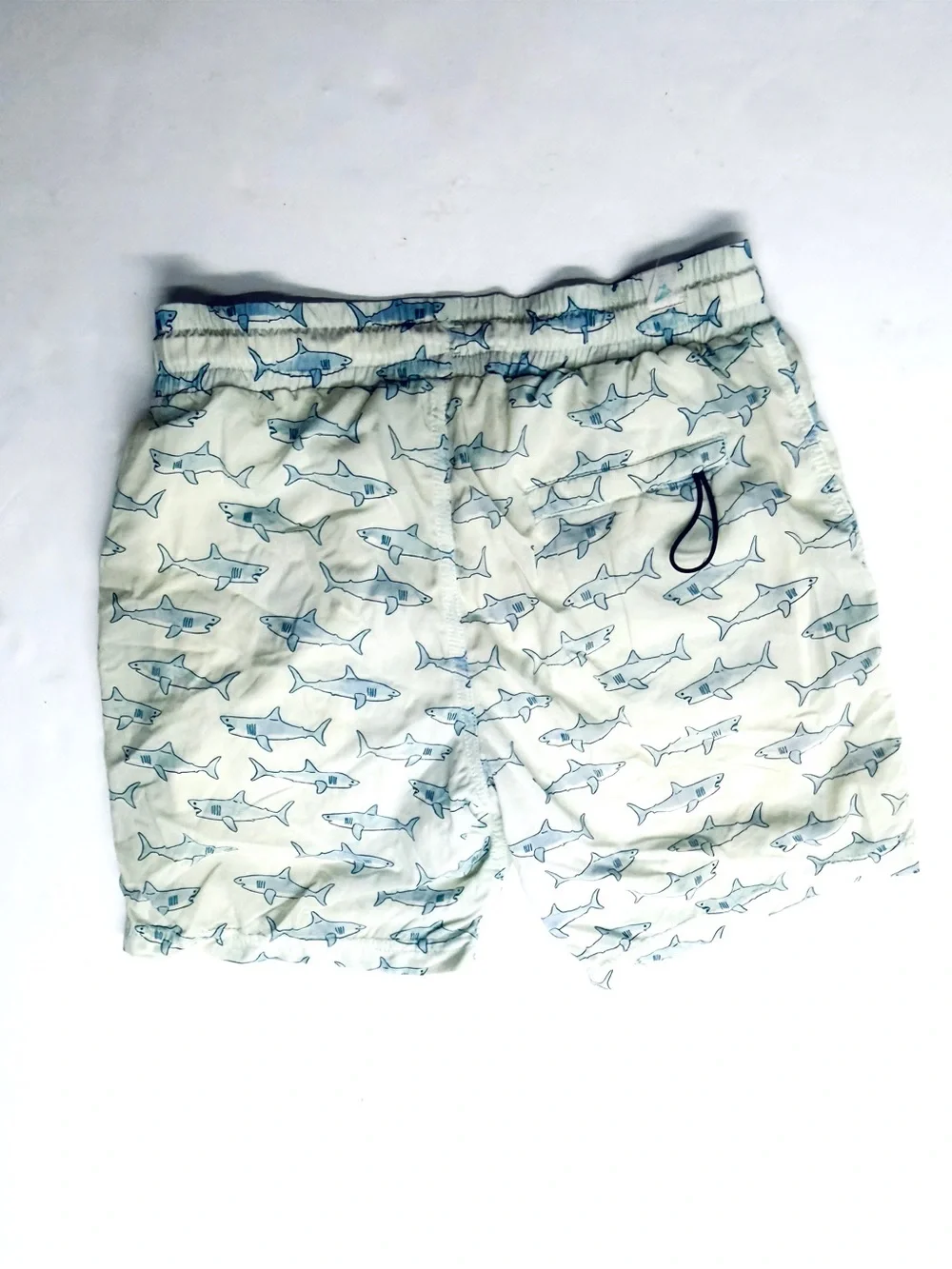 Sweethoney Cream Shark Print Swim Trunks Shorts